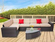 Set 6-Piece Wikcer Furniture Modular Sectional Sofa & Sophisticated Gl